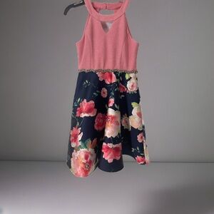 Rave Editions girls Pink Floral Sleeveless dress SZ 8, Special Occasion